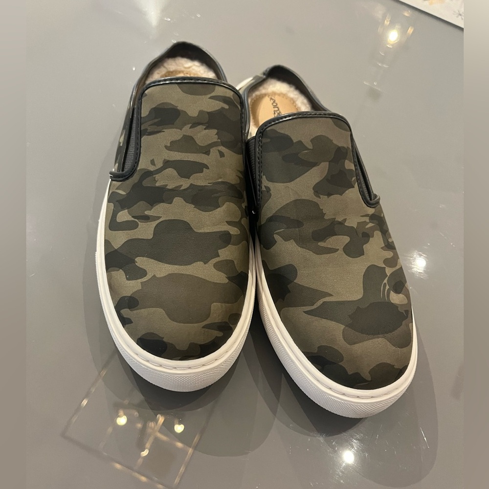 Gorgeous camo mules with memory foam cushions for comfort